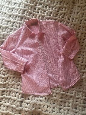 L.L. Bean Women’s Pink Seersucker Button-Down Shirt
